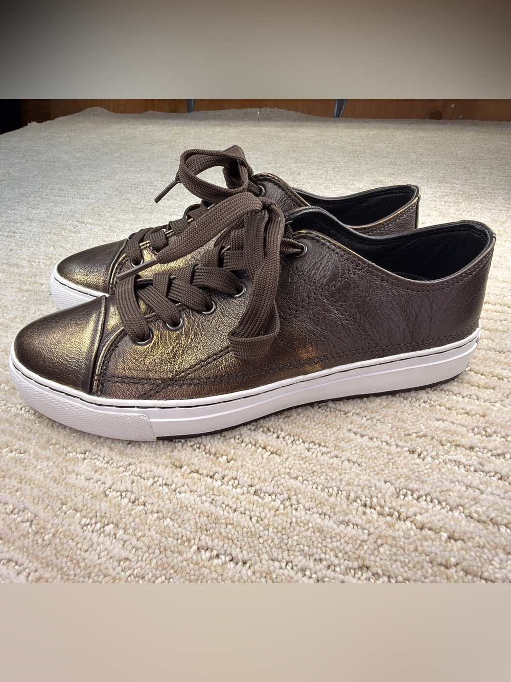 P.F. Flyers Metallic Brown Low-Top Sneakers with White Sole